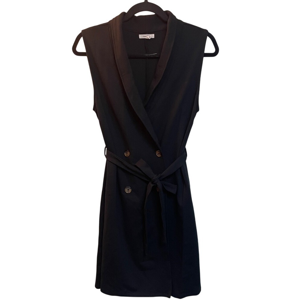 Maurices Black Sleeveless Double Breasted Blazer Dress Vest Tie‎ Waist Medium